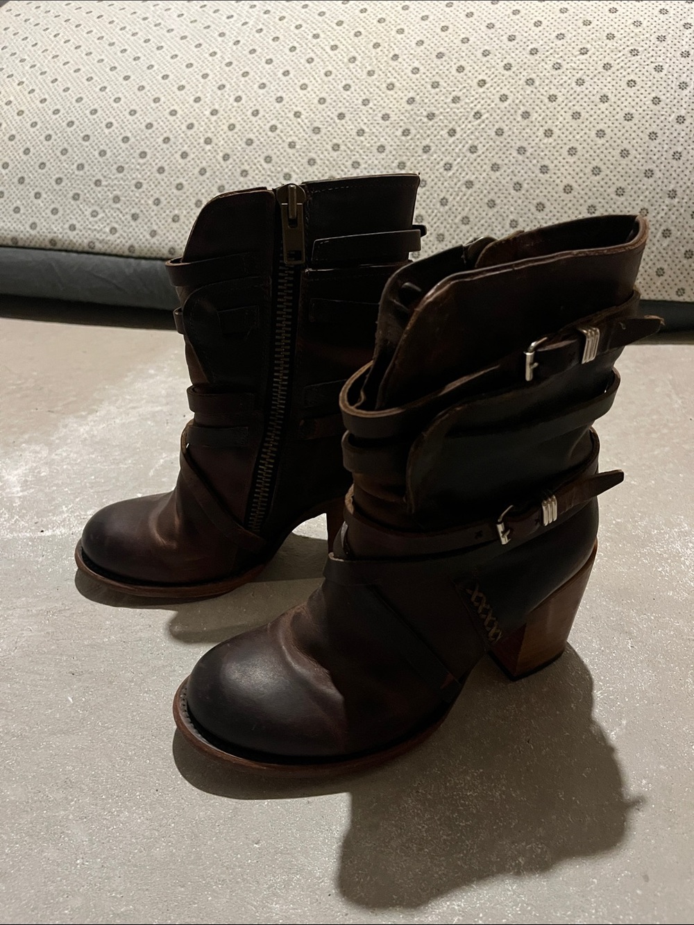 Freebird by Steven Brown Leather Buckle Ankle Boots